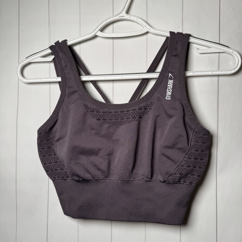 Gymshark Energy + Seamless Sports Bra Crop Top Slate Lavender Gym Activewear S